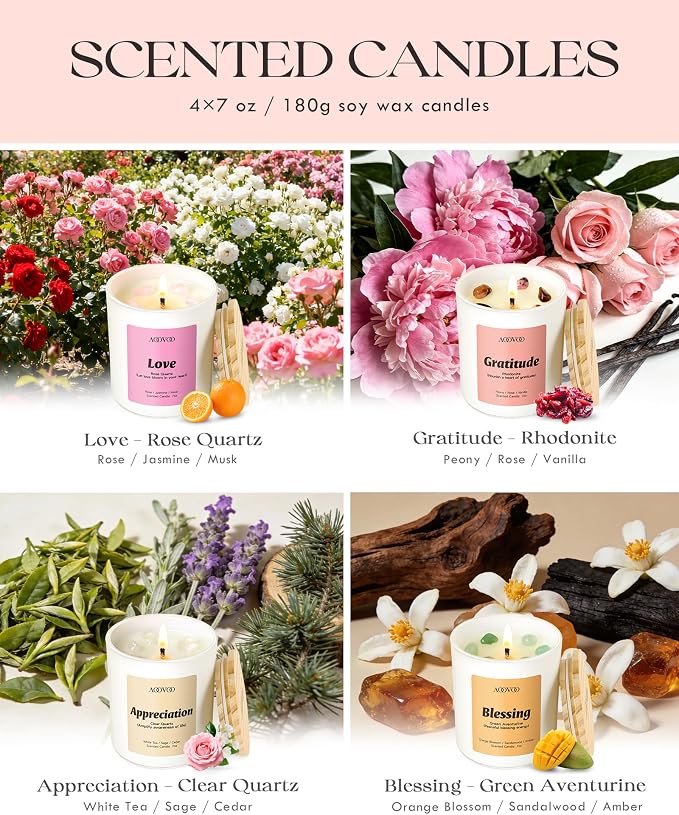 Mom Candles Set for Women - 4 Pack Candles for Home Scented, 28 oz 200h, Aromatherapy Candle with Crystals, alternate product
