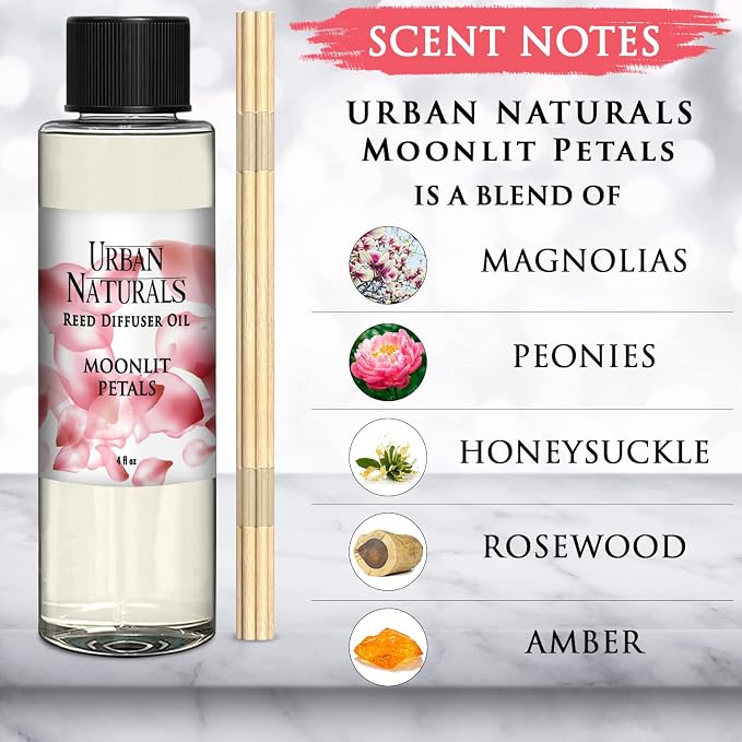 Moonlit Petals Scented Oil Reed Diffuser Refill | Includes a Free Set of Reed Sticks!, alternate product view 2