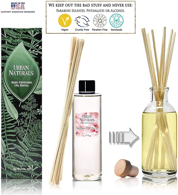 Moonlit Petals Scented Oil Reed Diffuser Refill | Includes a Free Set of Reed Sticks!, alternate product view 3