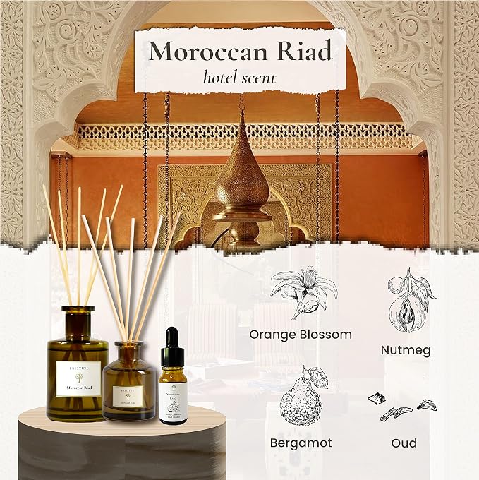 Moroccan Riad/Inspired by Venetian Reed Diffuser for Home | Refreshing Blend of Bergamot, Orange, Earthy Oud Reed Diffuser