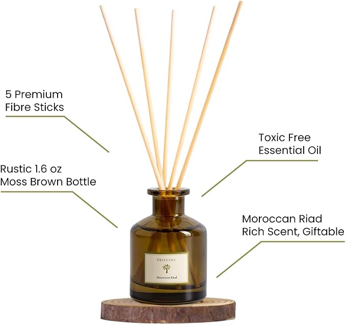 Moroccan Riad/Inspired by Venetian Reed Diffuser for Home | Refreshing Blend of Bergamot, Orange, Earthy Oud Reed Diffuser