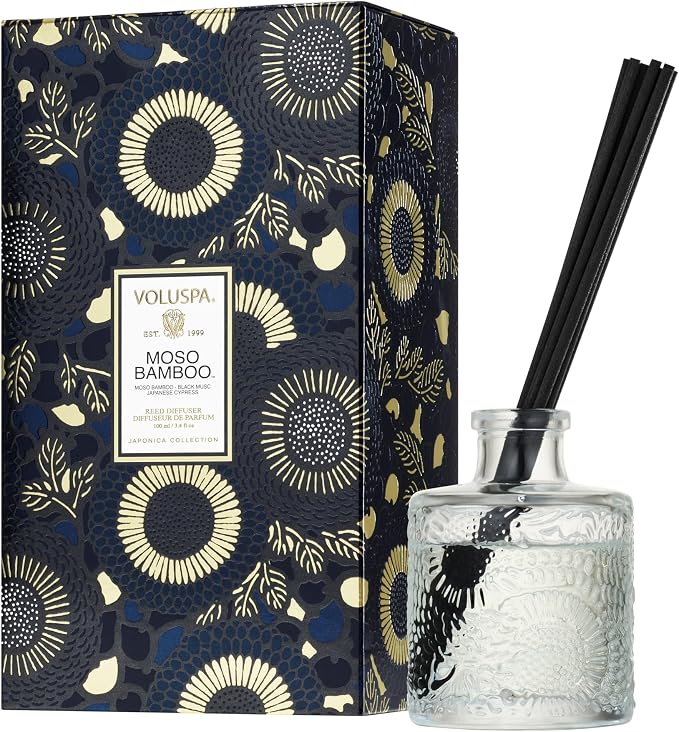 Moso Bamboo Scented Reed Diffuser, 3.4 oz, Luxury Bamboo Diffuser, Oil Reed Diffusers for Home, Handcrafted in The USA