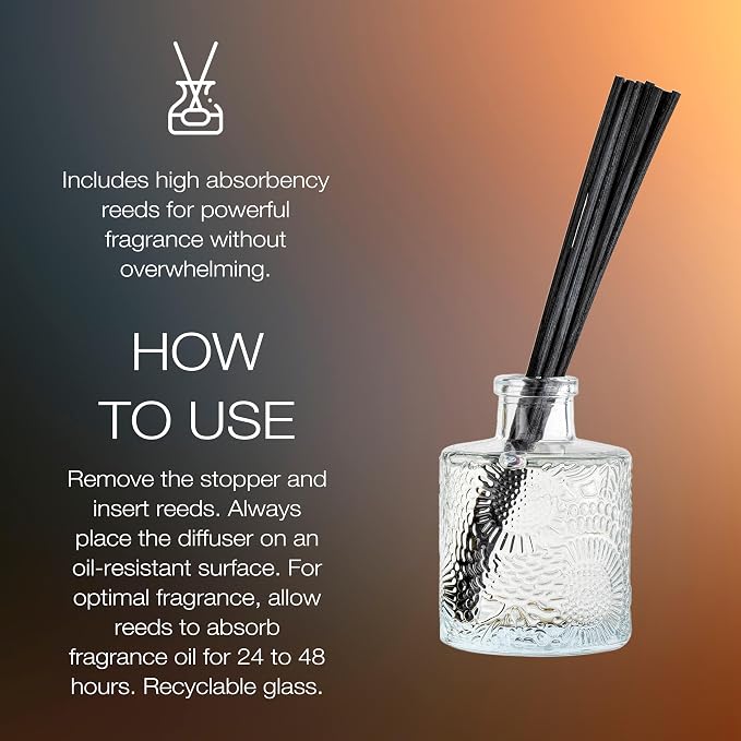 Moso Bamboo Scented Reed Diffuser, 3.4 oz, Luxury Bamboo Diffuser, Oil Reed Diffusers for Home, Handcrafted in The USA