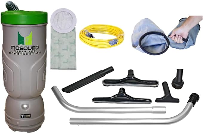 Mosquito-America Construction Backpack Vacuum w/HEPA Filtration (Model 06-1064-SG) 6-Quart Capacity w/Standard, alternate