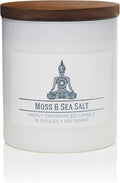 Moss & Sea Salt Scented Candle, 16 oz comfort Relaxing Aromatherapy Candle, 2 Wick White Jar Soy Blend Wax, Candles for Home