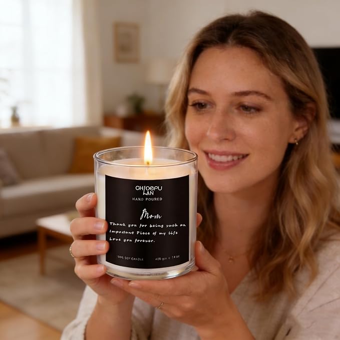 Mothers Day Gifts from Daughter Son Kids, Mom Birthday Gifts, Mom Gift, Lavender Candles, 400g Soy Candle for Home Scented
