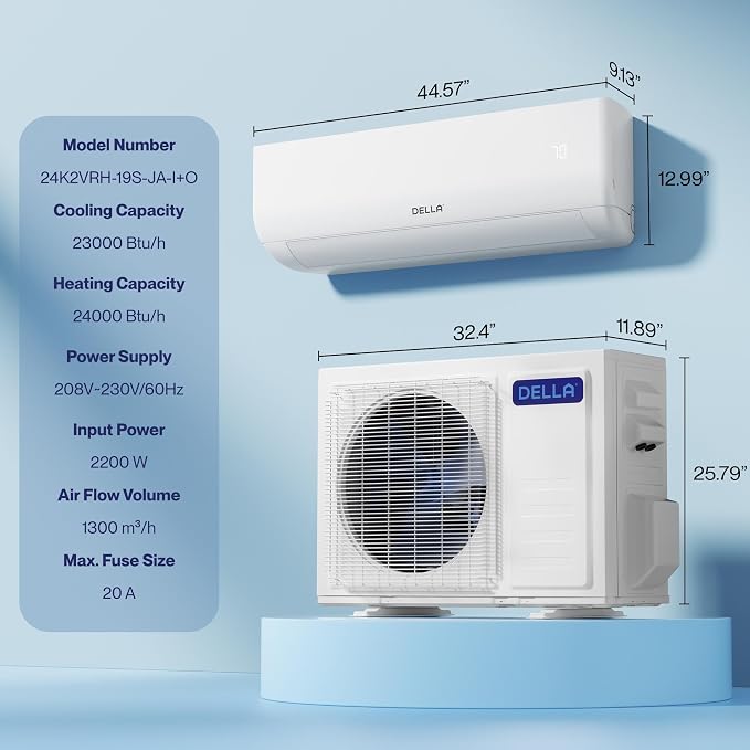 Motto Series 23000 BTU 19 SEER2 230V Mini Split AC, Cools Up to 1500 Sq.Ft, Works with Alexa and Wifi, Ductless Inverter