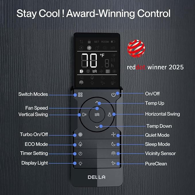 Motto Series 9100 BTU 20.5 SEER2 115V Mini Split AC, Cools Up to 400 Sq.Ft, Works with Alexa and Wifi, Ductless Inverter