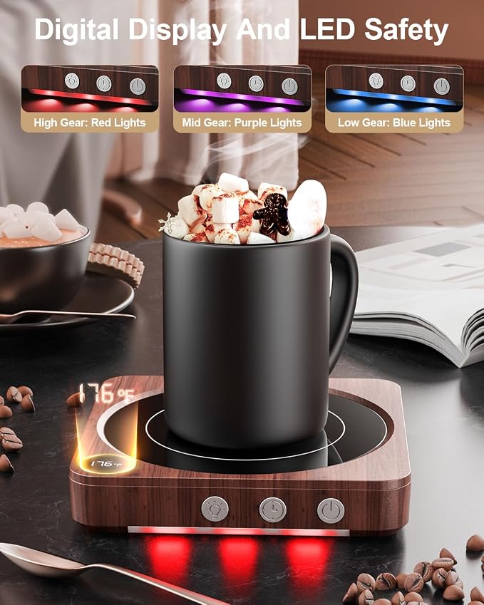 Mug Warmer - 36W Coffee Mug Warmer for Desk with Temperature Display, 2-12Hrs Auto Shut Off, Smart Candle Warmer - Ideal