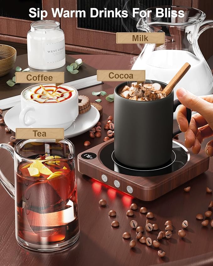 Mug Warmer - 36W Coffee Mug Warmer for Desk with Temperature Display, 2-12Hrs Auto Shut Off, Smart Candle Warmer - Ideal