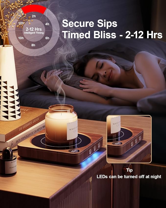 Mug Warmer - 36W Coffee Mug Warmer for Desk with Temperature Display, 2-12Hrs Auto Shut Off, Smart Candle Warmer - Ideal