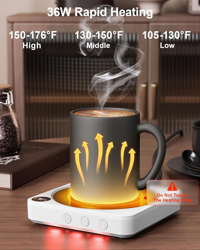 Mug Warmer - 36W Coffee Mug Warmer for Desk with Temperature Display, 2-12Hrs Auto Shut Off, Smart Candle Warmer, alternate