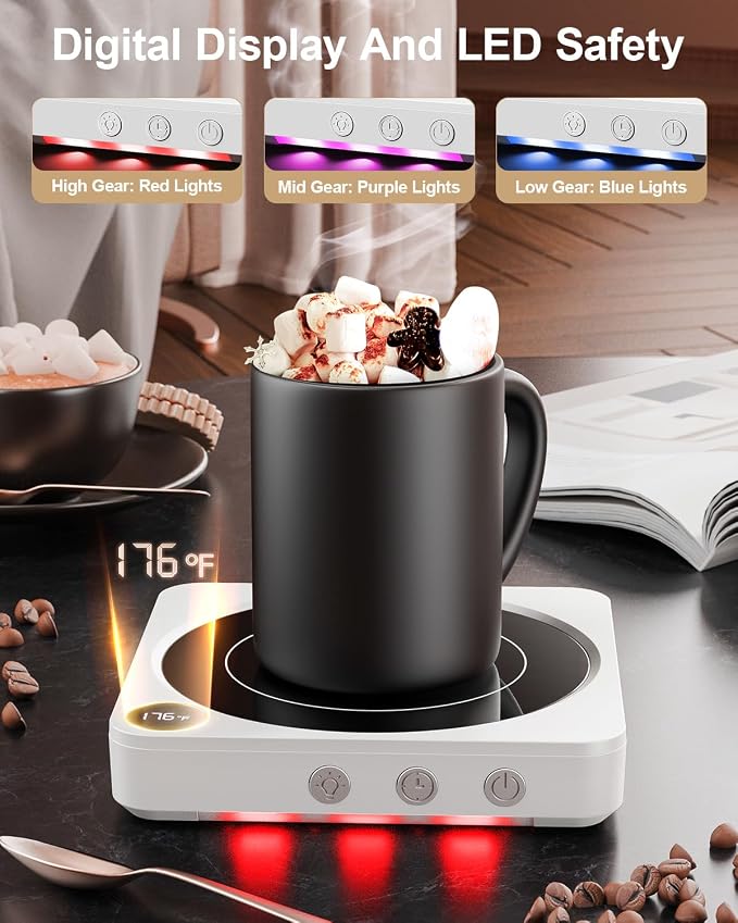 Mug Warmer - 36W Coffee Mug Warmer for Desk with Temperature Display, 2-12Hrs Auto Shut Off, Smart Candle Warmer, alternate
