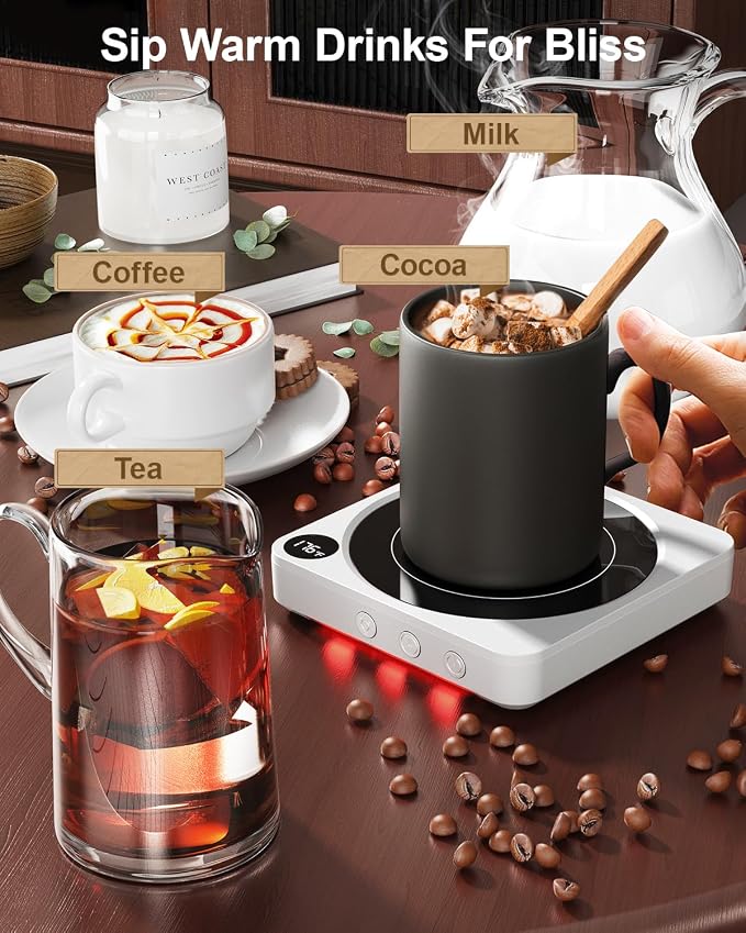 Mug Warmer - 36W Coffee Mug Warmer for Desk with Temperature Display, 2-12Hrs Auto Shut Off, Smart Candle Warmer, alternate