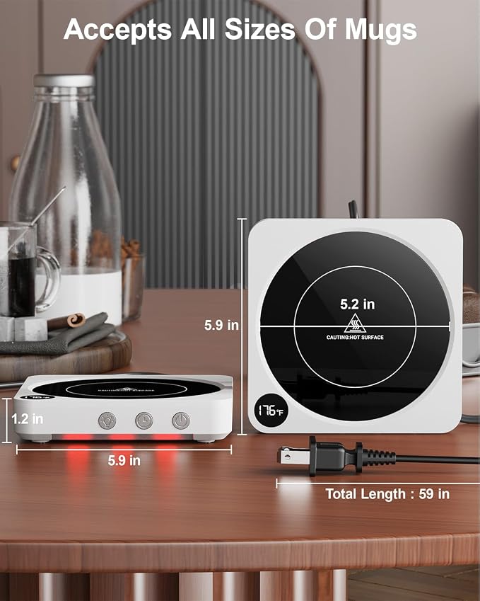 Mug Warmer - 36W Coffee Mug Warmer for Desk with Temperature Display, 2-12Hrs Auto Shut Off, Smart Candle Warmer, alternate