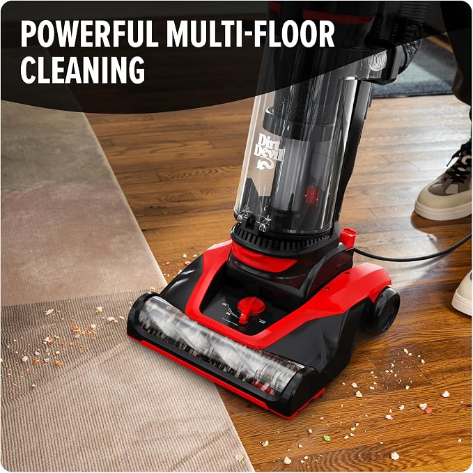 Multi-Surface Extended Reach+ Upright Bagless Vacuum Cleaner for Carpet and Hard Floor, Powerful, Lightweight, Corded Vacuum