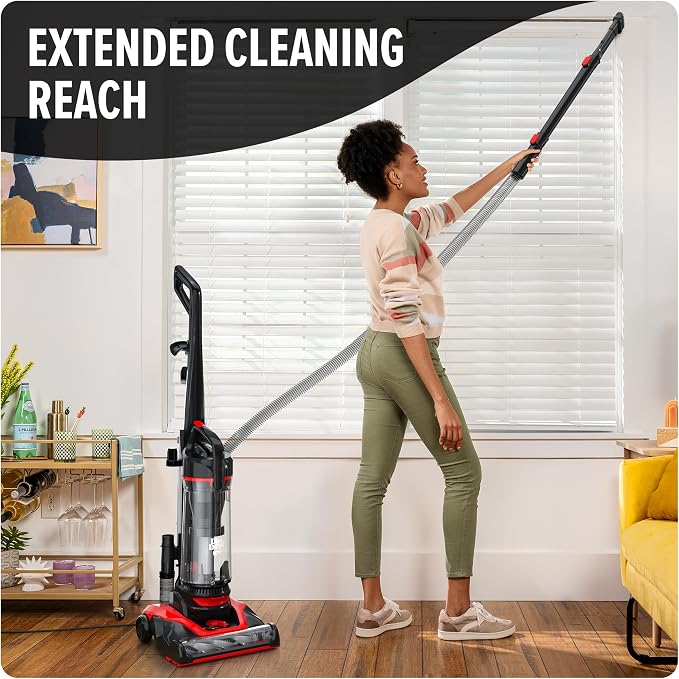Multi-Surface Extended Reach+ Upright Bagless Vacuum Cleaner for Carpet and Hard Floor, Powerful, Lightweight, Corded Vacuum