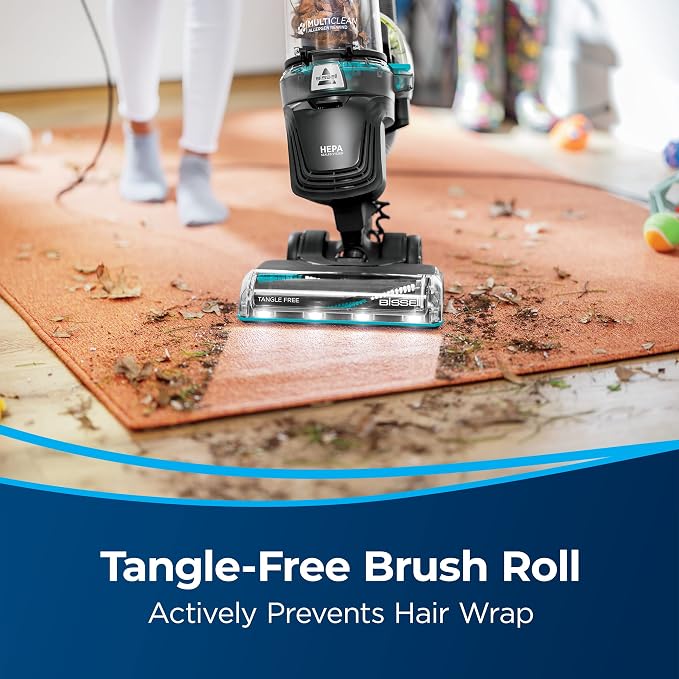 MultiClean Allergen Rewind Pet Vacuum with HEPA Filter Sealed System, Automatic Cord Rewind, Tangle-Free Brush Roll, & LED