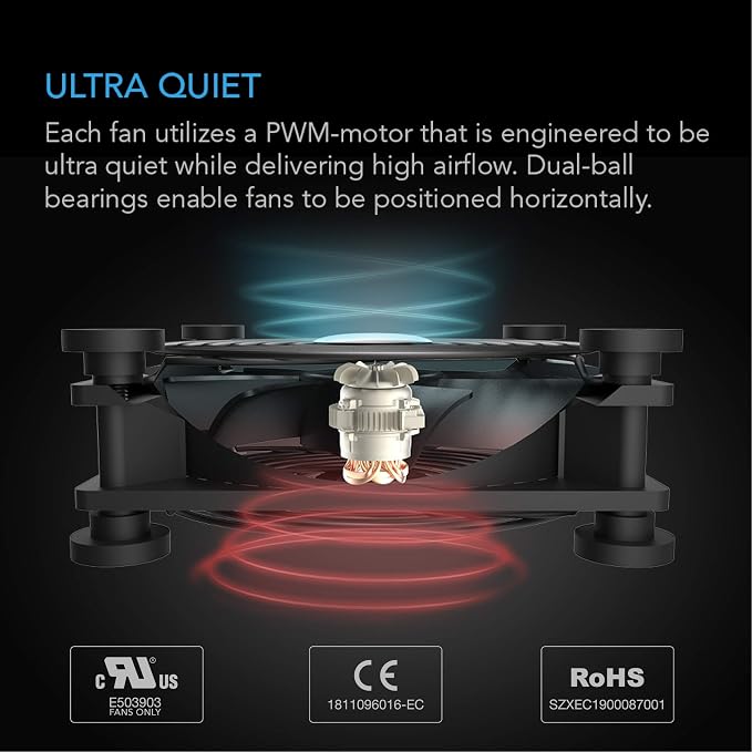 MULTIFAN Mini, Compact 40mm x 20mm USB Fan, UL-Certified for VR Gear, Aquarium, Roku, Router, Raspberry Pi, Cosplay, Helmet