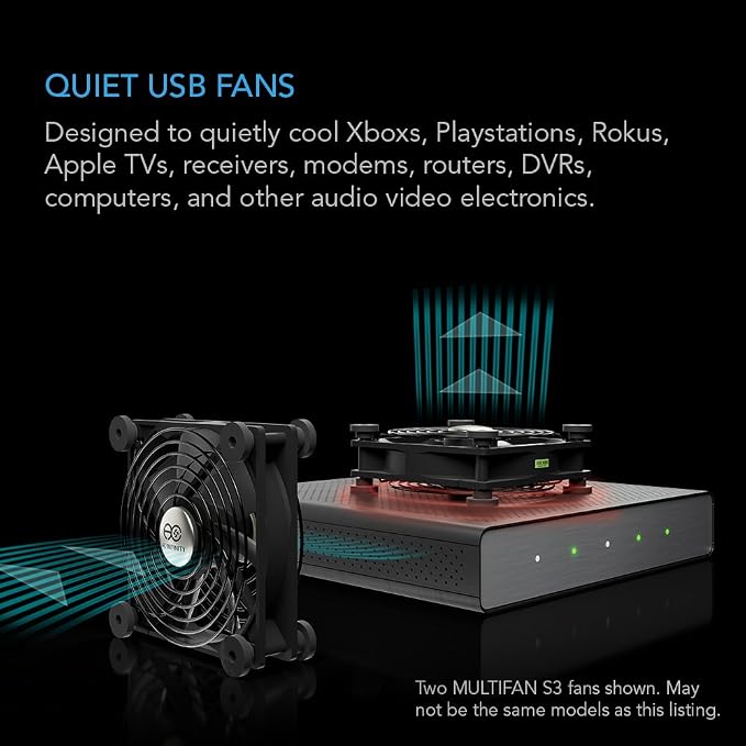 MULTIFAN S7, Quiet Dual 120mm USB Fan, UL-Certified for Receiver DVR PlayStation Xbox Computer Cabinet Cooling, alternate