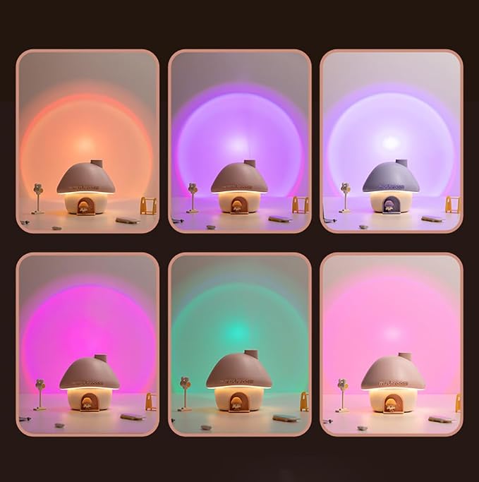 Mushroom House Humidifiers, Rechargeable Desktop Silent Air Humidifier with Night Light, alternate product view 8