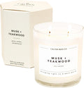 . Musk & Teakwood 2 Wick Scented Candle - 37 Hour Burn - Luxury made from natural materials Soy Wax Candles, product image