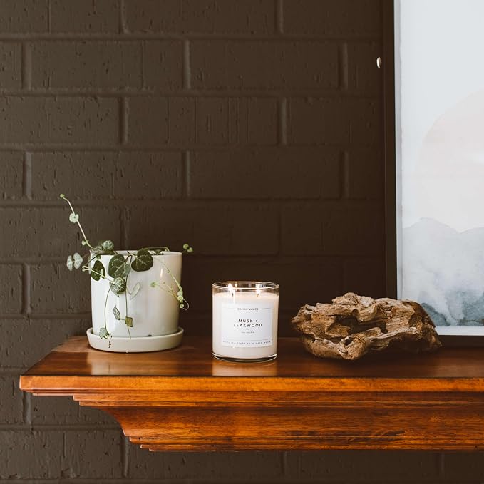 . Musk & Teakwood 2 Wick Scented Candle - 37 Hour Burn - Luxury made from natural materials Soy Wax Candles, alternate