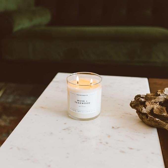 . Musk & Teakwood 2 Wick Scented Candle - 37 Hour Burn - Luxury made from natural materials Soy Wax Candles, alternate