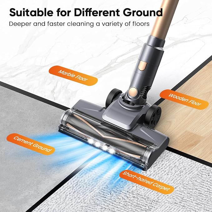 N12S Cordless Vacuum Cleaner, 30KPa Powerful Vacuum with 60 Mins Runtime, Self-Standing, LED Display, Rechargeable
