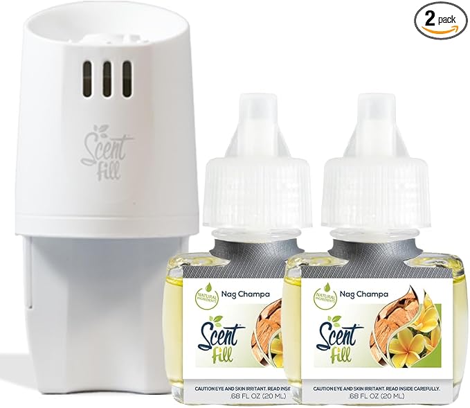 Nag Champa Plug in Air Freshener, Scented Oil Refills, 2 Refills + Diffuser, product image