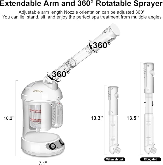 Nano Ionic Facial Steamer with Removable Water Cup, Face Steamer 360° Rotatable Sprayer Warm Mist Face Humidifier for Home