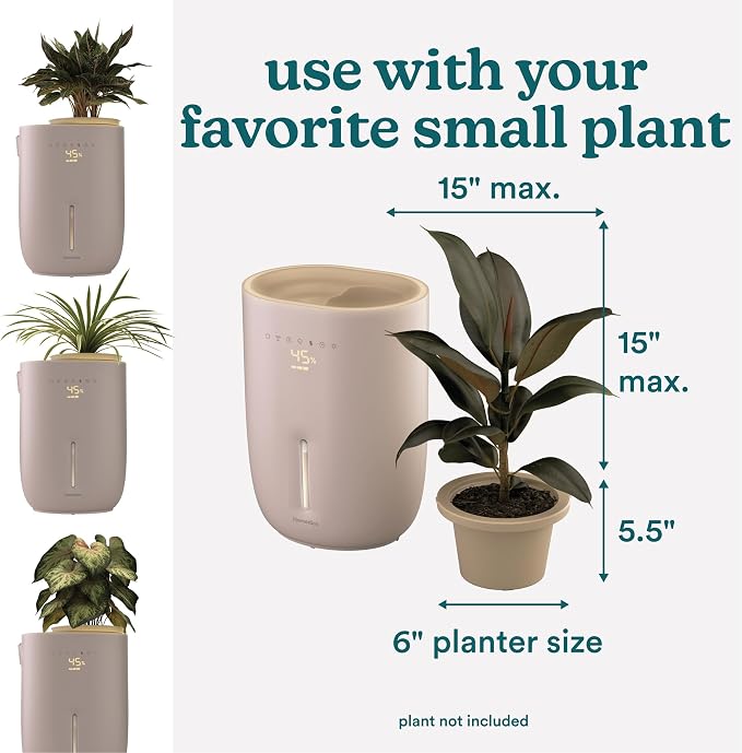Natura Ultrasonic Warm & Cool Mist Humidifier, 1.3-Gal for Large Rooms, 60-Hr Runtime, Plant Holder, Programmable Humidity