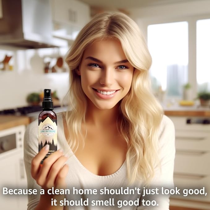 Natural Air Freshener - Lemon Vanilla - Essential Oil Odor Eliminating Room Spray, alternate product view 4