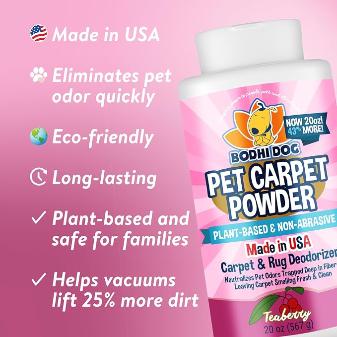 Natural Carpet Deodorizer Powder - Dry Pet Smell Eliminator & Urine Odor Remover - Loosens Fur & Dirt, alternate product view