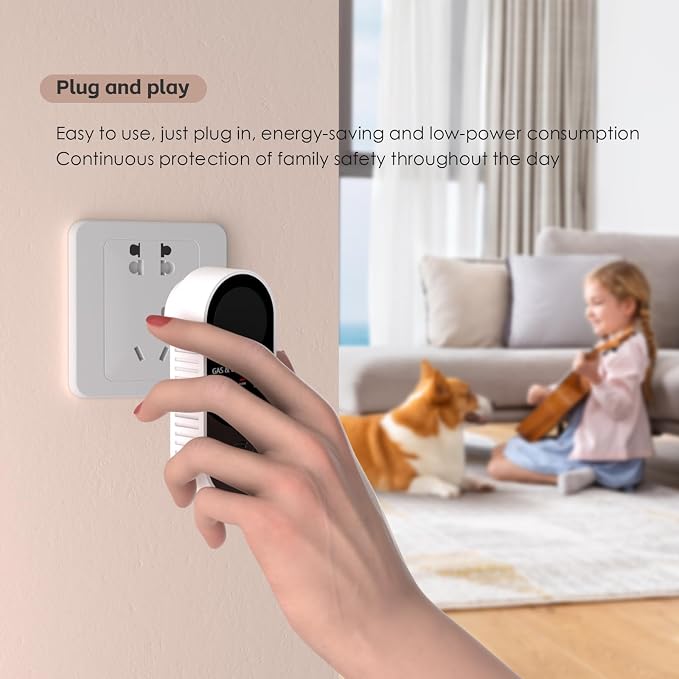 Natural Gas Detectors &Plug in Carbon Monoxide Detector, 4 in 1 Co and Gas Detector Temp Humidity Monitor,Propane, LPG, Gas