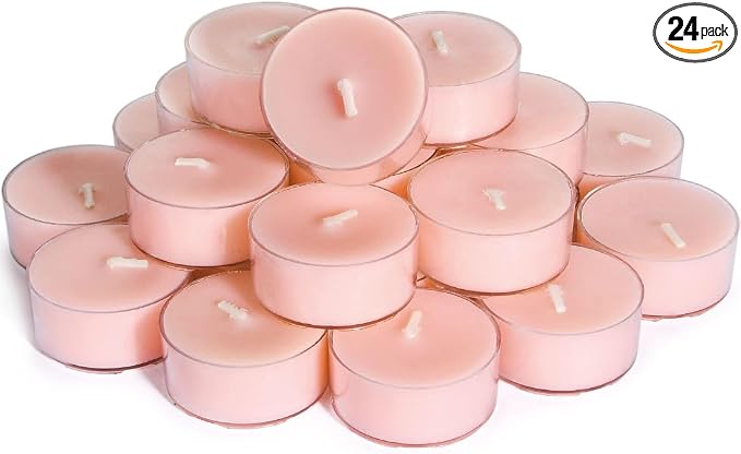 Natural Hibiscus Orchid Scented Soy Wax Tealight Candles Bulk, Aromatherapy Luxury Tea Candle Set of 24-4 Hour Burning Great