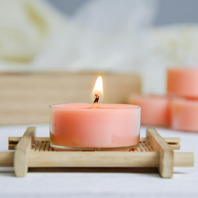 Natural Hibiscus Orchid Scented Soy Wax Tealight Candles Bulk, Aromatherapy Luxury Tea Candle Set of 24-4 Hour Burning Great