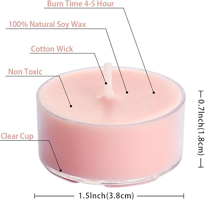 Natural Hibiscus Orchid Scented Soy Wax Tealight Candles Bulk, Aromatherapy Luxury Tea Candle Set of 36-4 Hour, alternate