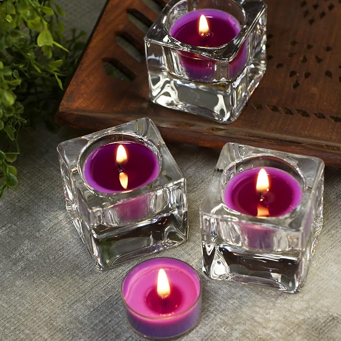 Natural Lavender Scented Soy Wax Tealight Candles Bulk, Aromatherapy Luxury Tea Candle Set of 24-4 Hour Burning Great Gift