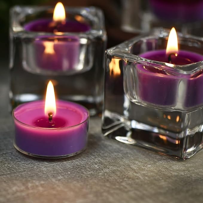 Natural Lavender Scented Soy Wax Tealight Candles Bulk, Aromatherapy Luxury Tea Candle Set of 24-4 Hour Burning Great Gift
