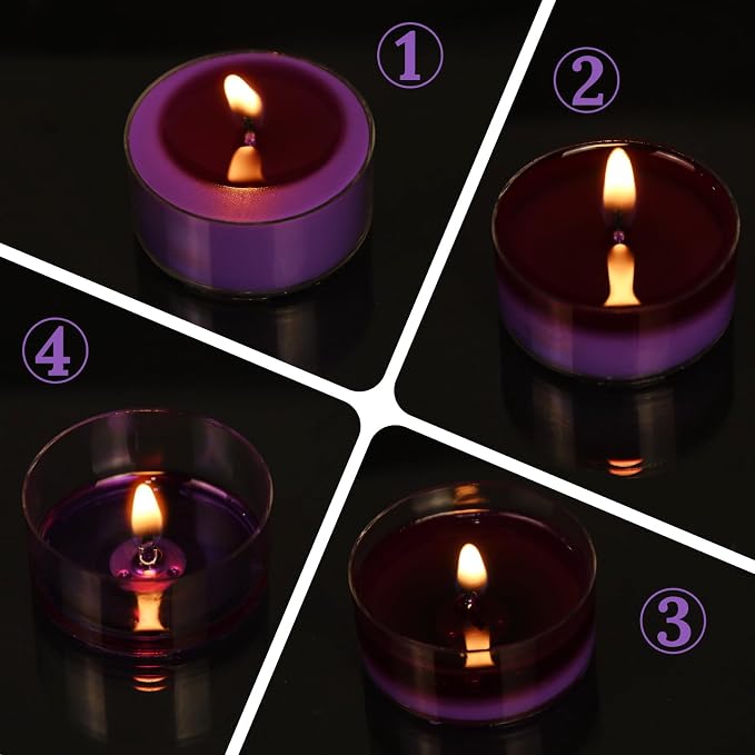 Natural Lavender Scented Soy Wax Tealight Candles Bulk, Aromatherapy Luxury Tea Candle Set of 24-4 Hour Burning Great Gift