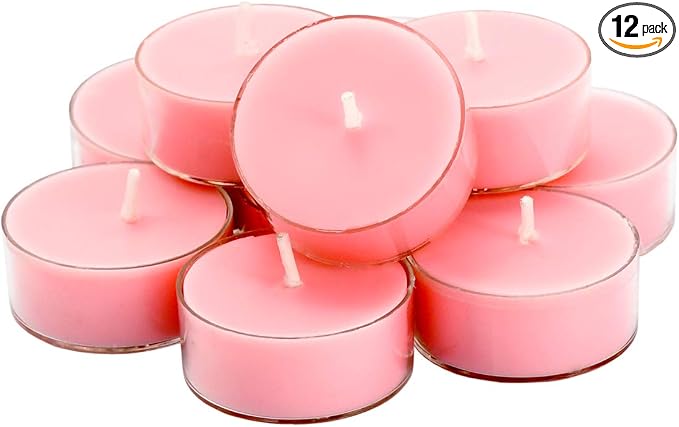 Natural Scented Soy Wax Tealight Candles Bulk, Romantic Rose Aromatherapy Luxury Tea Candle Set of 12-4 Hour Burn Time|Great