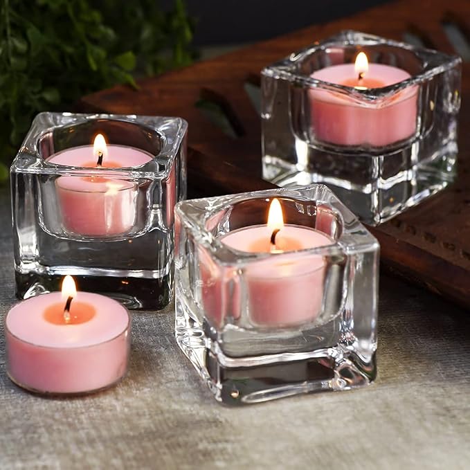Natural Scented Soy Wax Tealight Candles Bulk, Romantic Rose Aromatherapy Luxury Tea Candle Set of 12-4 Hour Burn Time|Great