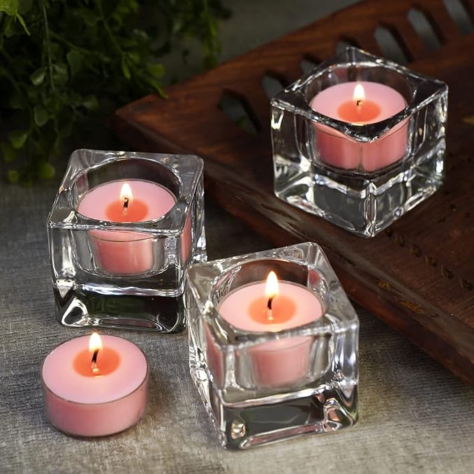 Natural Scented Soy Wax Tealight Candles Bulk, Romantic Rose Aromatherapy Luxury Tea Candle Set of 12-4 Hour Burn Time|Great