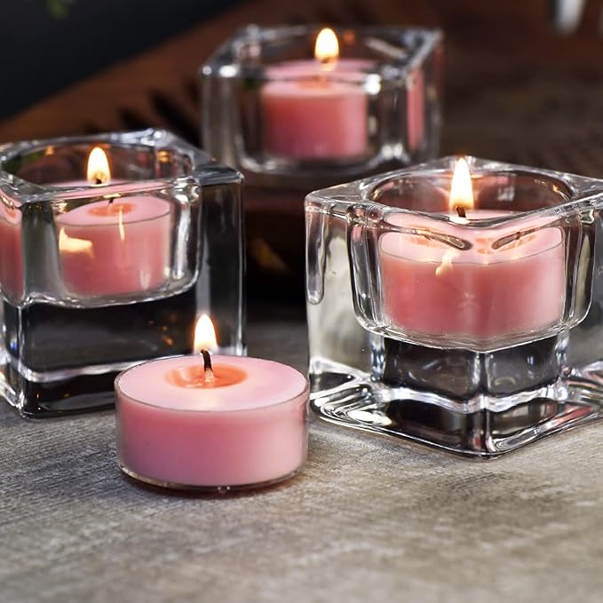 Natural Scented Soy Wax Tealight Candles Bulk, Romantic Rose Aromatherapy Luxury Tea Candle Set of 12-4 Hour Burn Time|Great