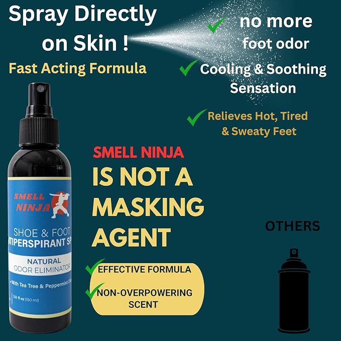 Natural Shoe Deodorizer & Foot Odor Elimination Spray - Shoe Spray for Smelly Shoes - Extra Strength, alternate product view