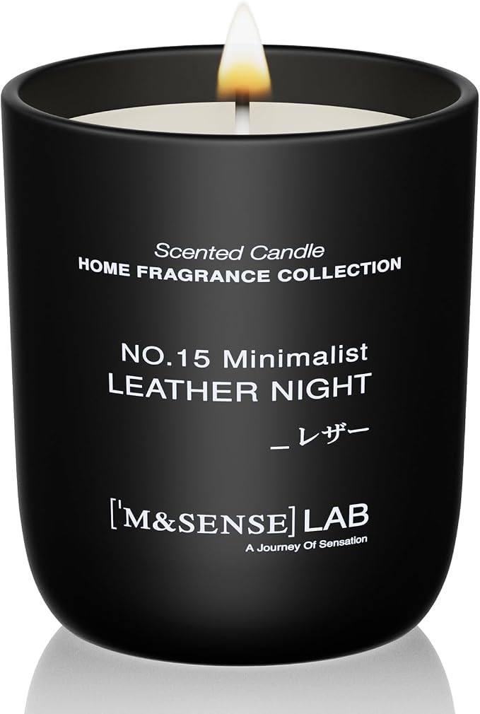 Natural Soy Candle| Leather Night | 5.3 oz | Mini Spring Scented Candles for Relaxation, Valentines Day Gift, product image