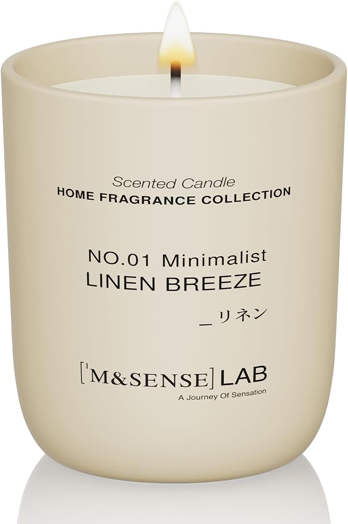 Natural Soy Candle| Linen Breeze | 5.3 oz | Mini Spring Scented Candles for Relaxation, Valentines Day Gift, product image