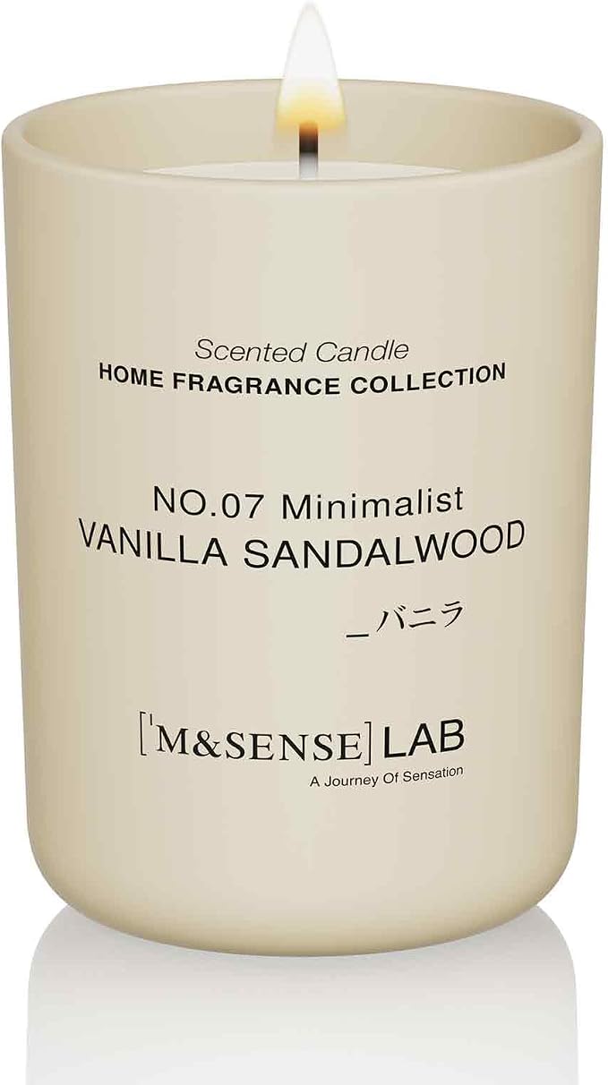 Natural Soy Candle| Vanilla Sandalwood | 8.82 oz, 50H Burn | Spring Scented Candles for Relaxation, Valentines Day Gift