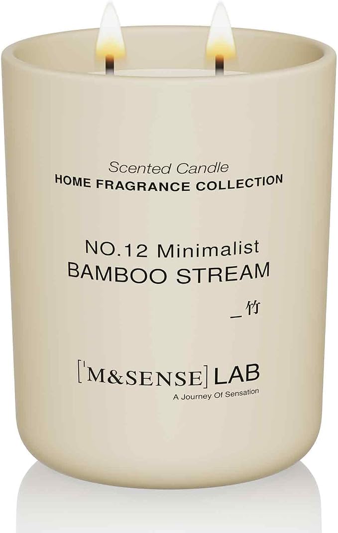 Natural Soy Large Candle| Bamboo Stream | 16.6 oz, 95H Burn | Mini Spring Scented Candles for Relaxation, product image
